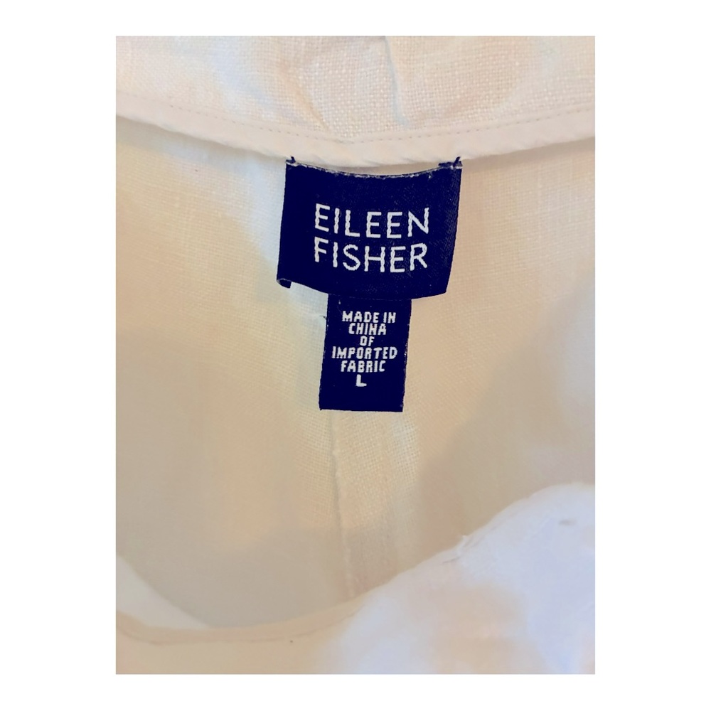 Eileen Fisher Wide Leg 💯 Irish Linen Cropped White Pants Large - Picture 4 of 5